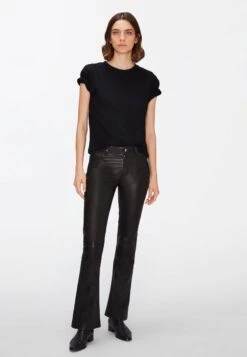 7 For All Mankind BOOTCUT FIT - Lederhose - Black -7 For All Mankind 2281d75b30d049158dfef3c865408b43
