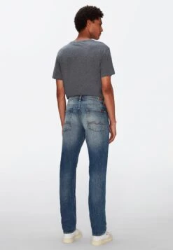 7 For All Mankind Jeans Straight Leg - Mid Blue -7 For All Mankind 69c39a3f25124bbe83a0d1df37d523e6